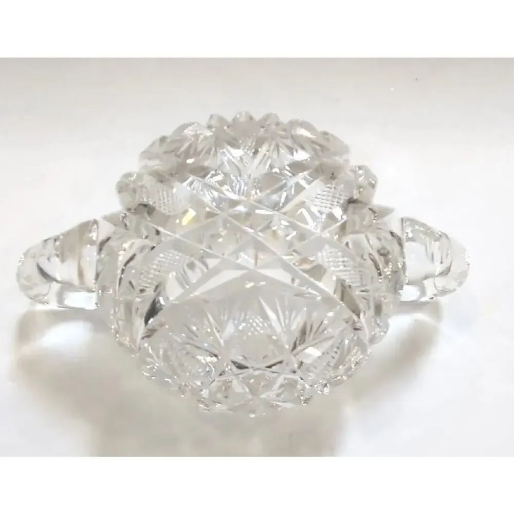 Antique APB Cut Crystal Sugar Bowl, Sawtooth Rim, Two Handles